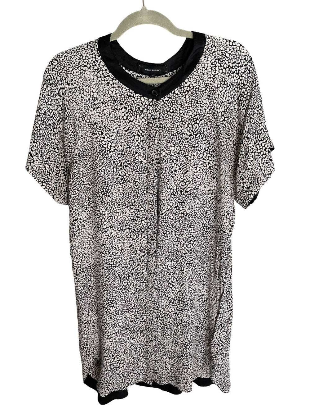 Robert Rodriguez Silk Womens Dress Sz8 Black/White pattern Short Sleeve